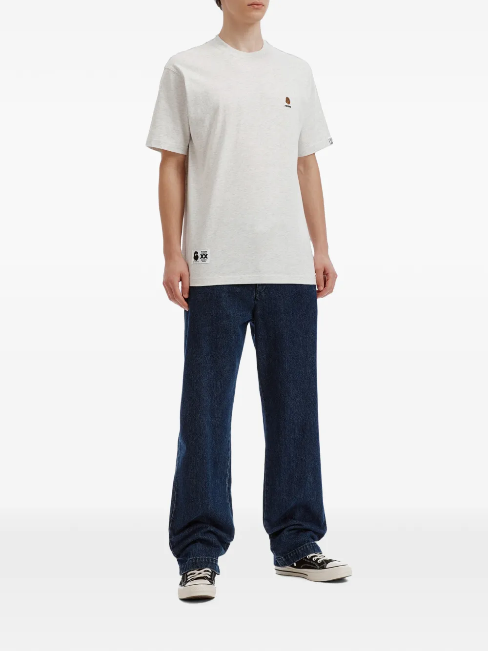 FINGERCROXX T-shirt met geborduurd logo Grijs