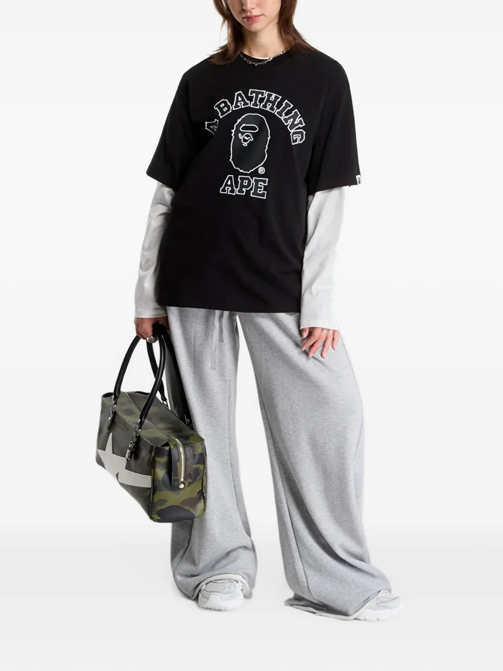 A BATHING APE Katoenen T-shirt met logoprint Zwart