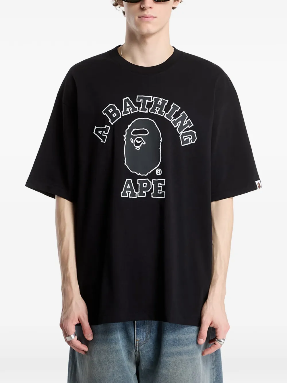 A BATHING APE Katoenen T-shirt met logoprint Zwart