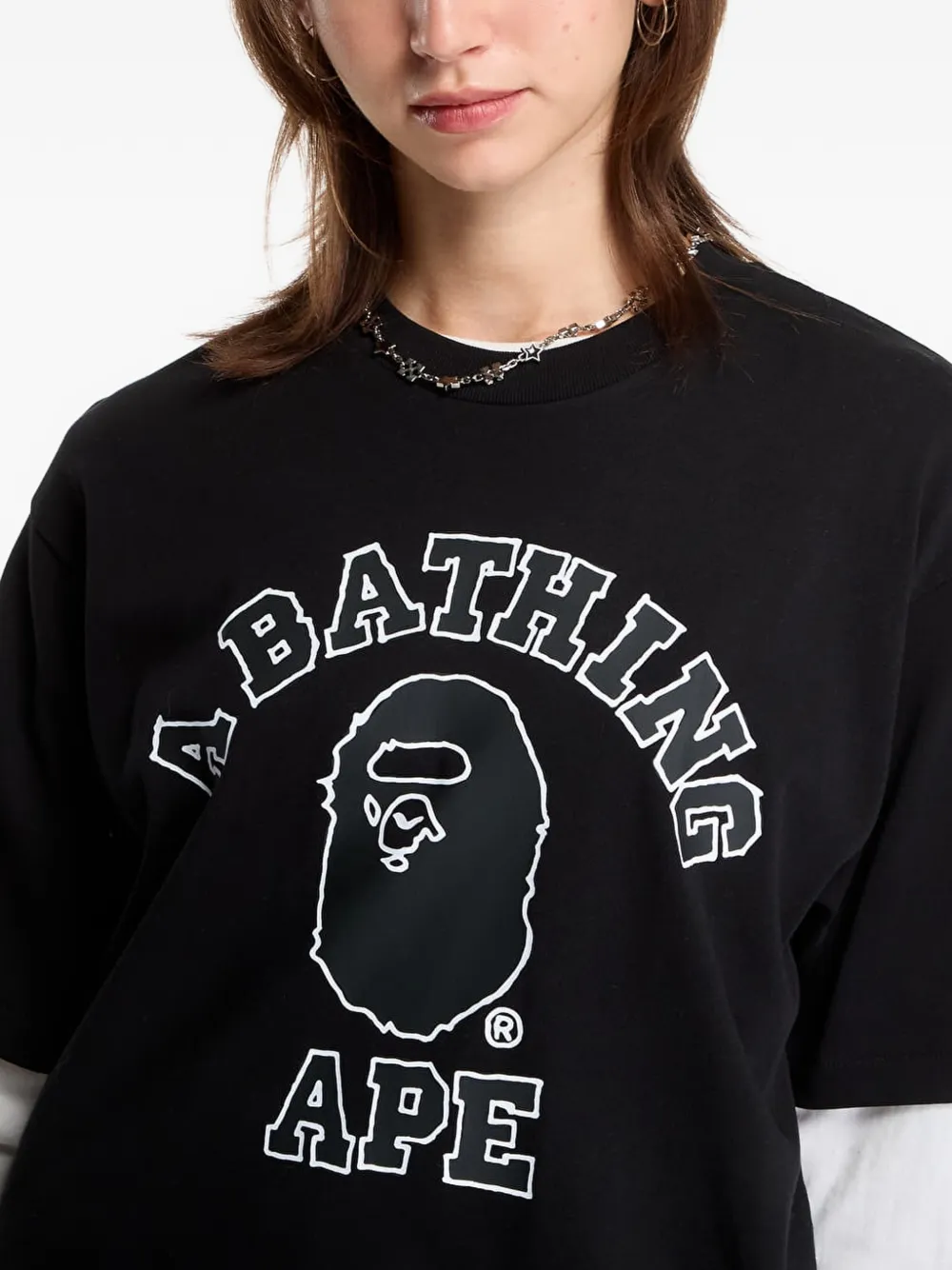 A BATHING APE Katoenen T-shirt met logoprint Zwart