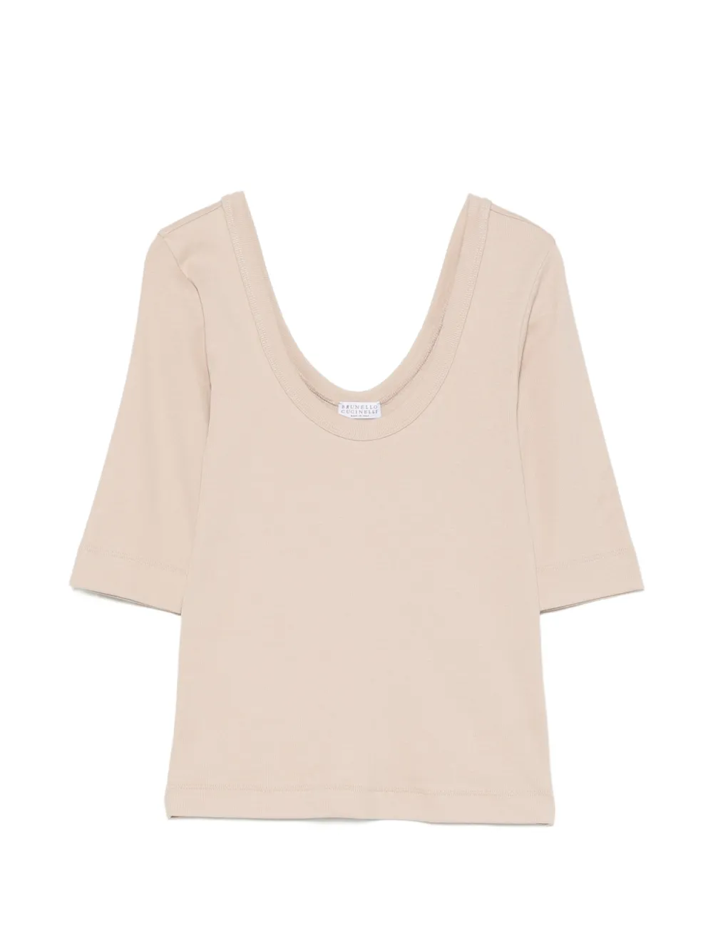 Brunello Cucinelli T-Shirt mit U-Ausschnitt - Nude
