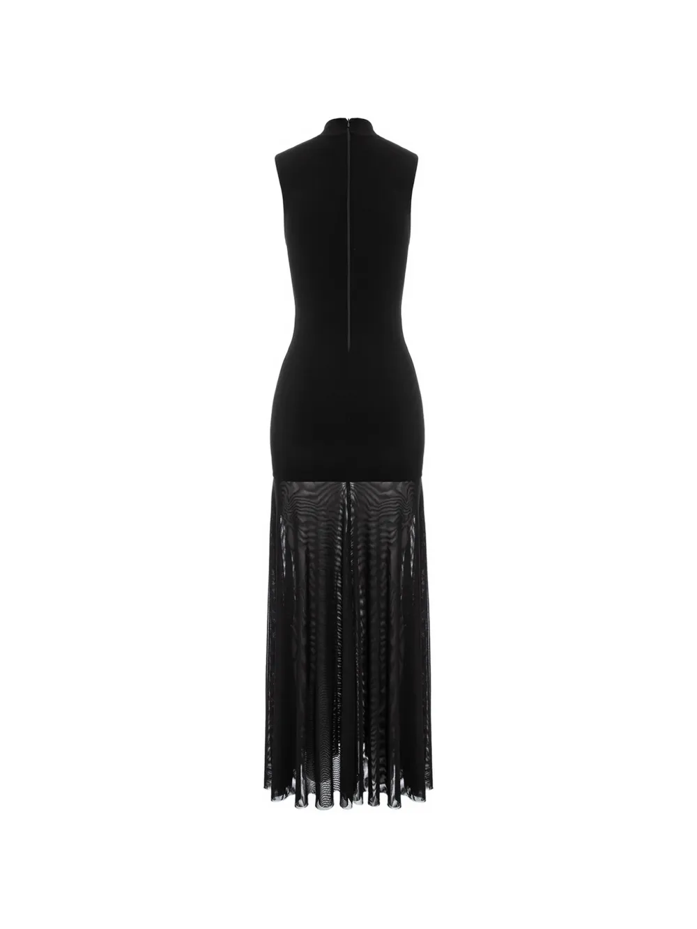 HAMZA Sardinia maxi-jurk met mesh vlak Zwart