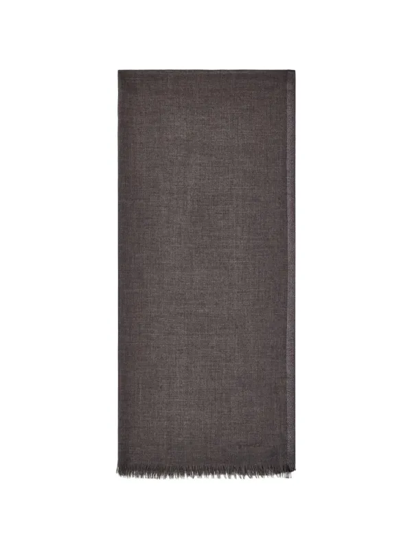Giorgio Armani Herringbone-pattern Fringed Scarf in Grey