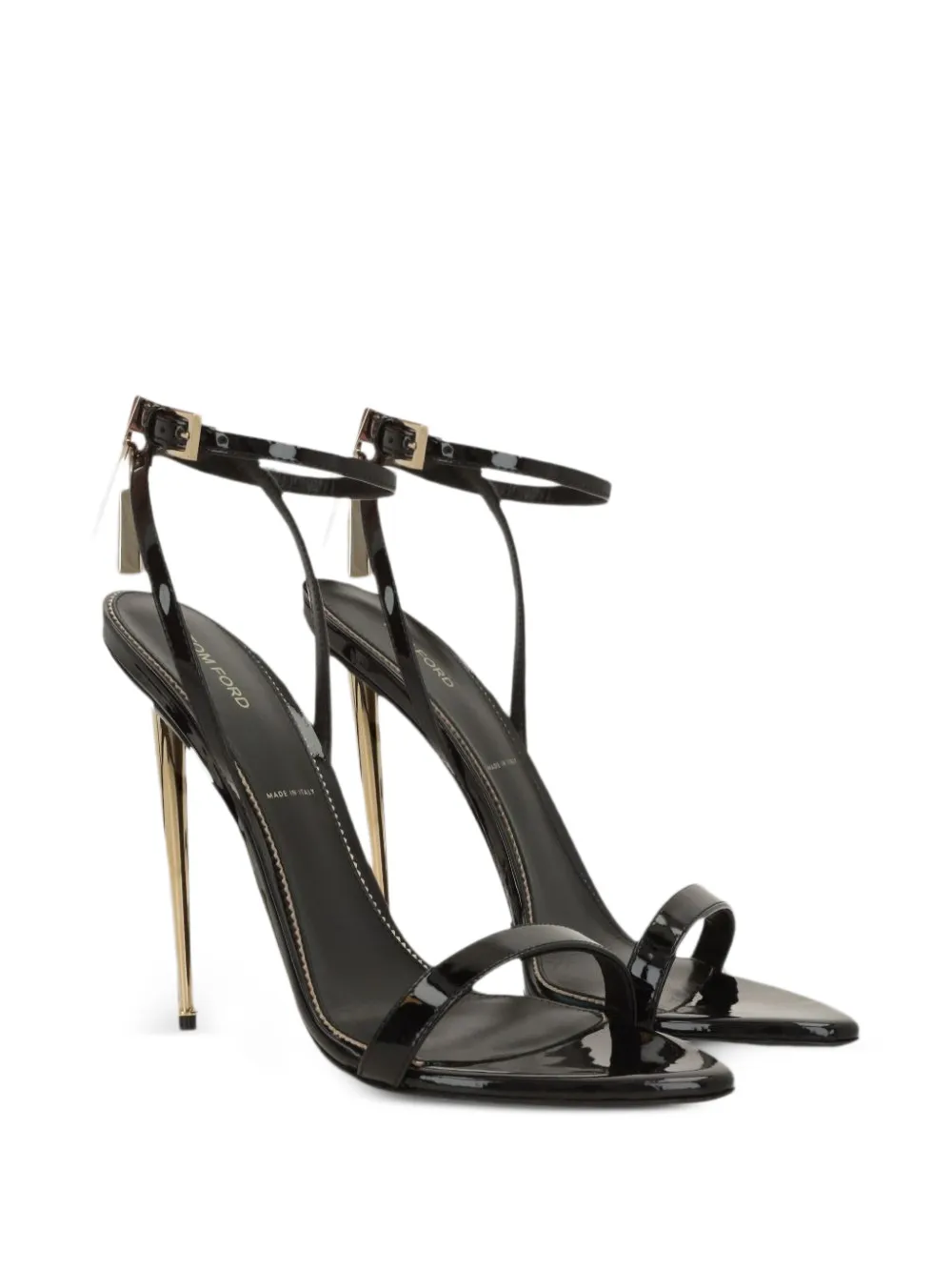 TOM FORD padlock-detail patent-leather sandals Zwart