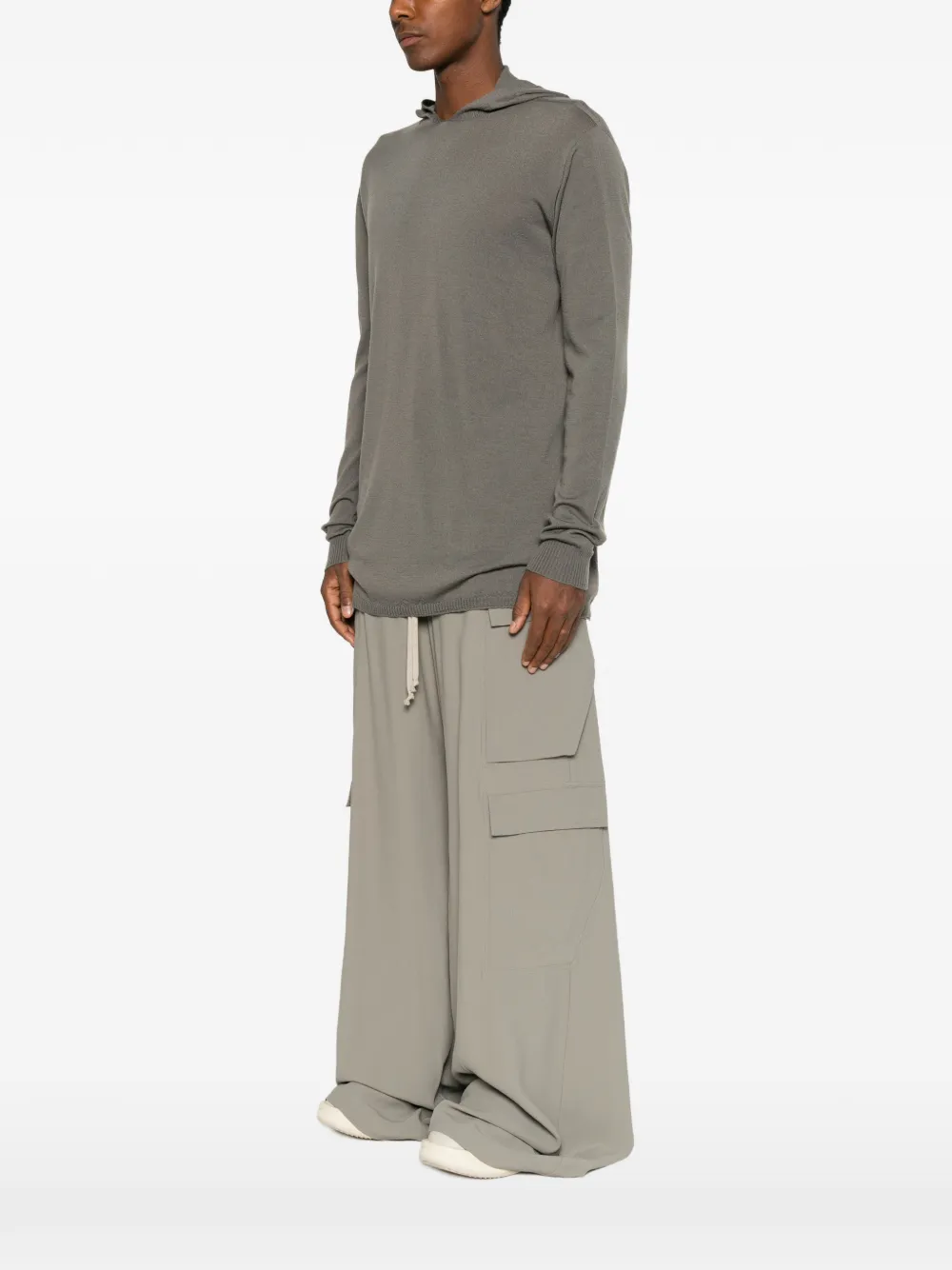 Rick Owens Oversized fijngebreide hoodie Grijs