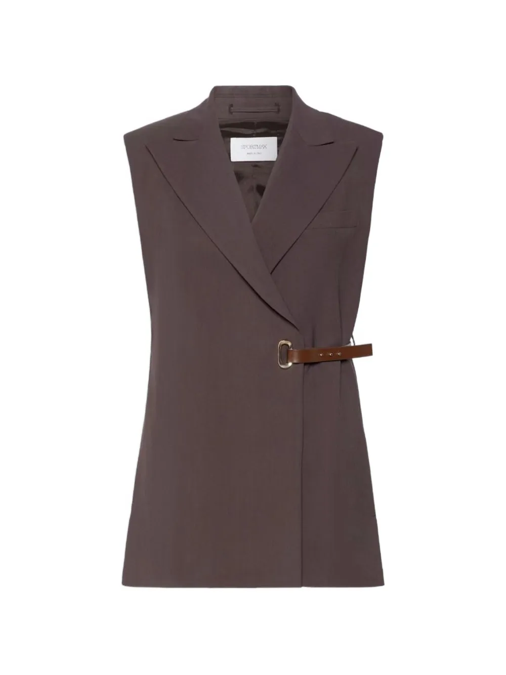Sportmax sleeveless stretch viscose blazer - chocolate - Brown