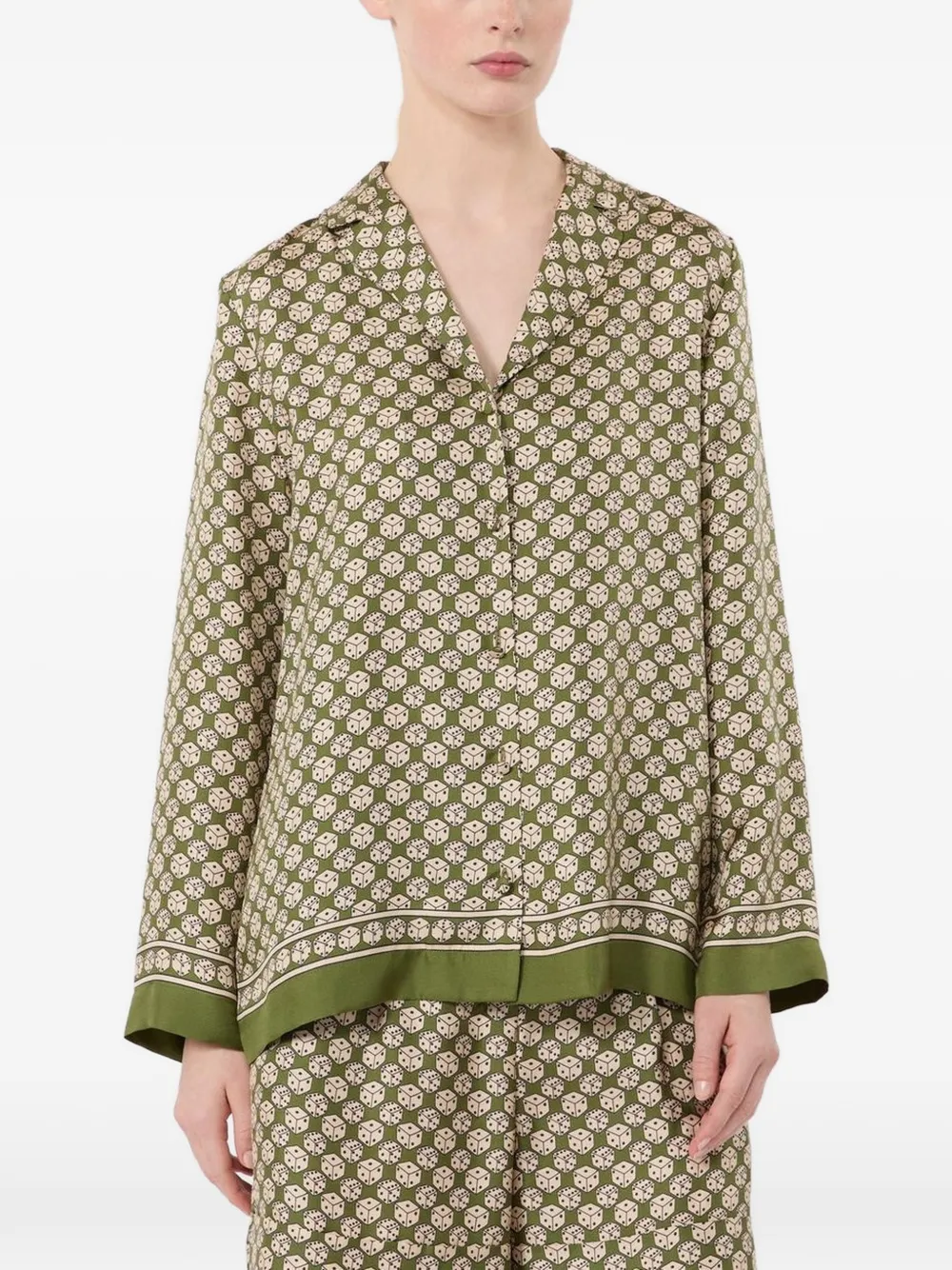 'S Max Mara geometric-print silk shirt - Grün