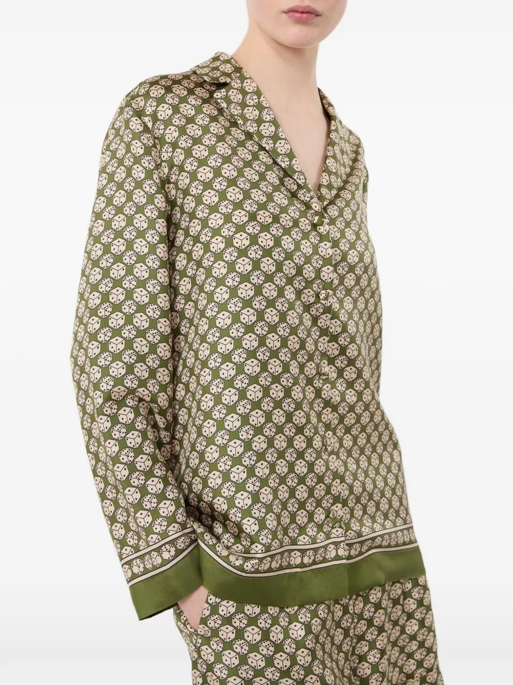 'S Max Mara Zijden overhemd met geometrische print Groen