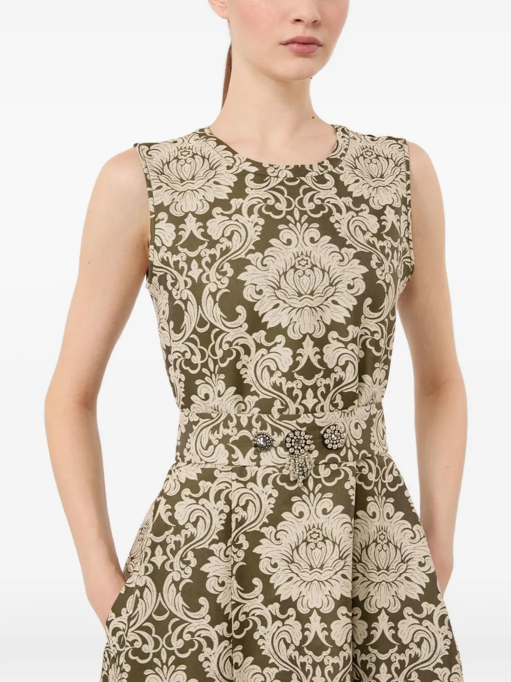 'S Max Mara damask-print sleeveless midi dress - Verde