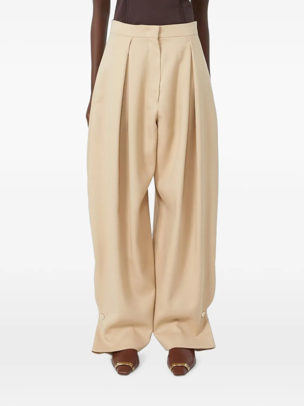Sportmax Baggy gabardine broek Beige