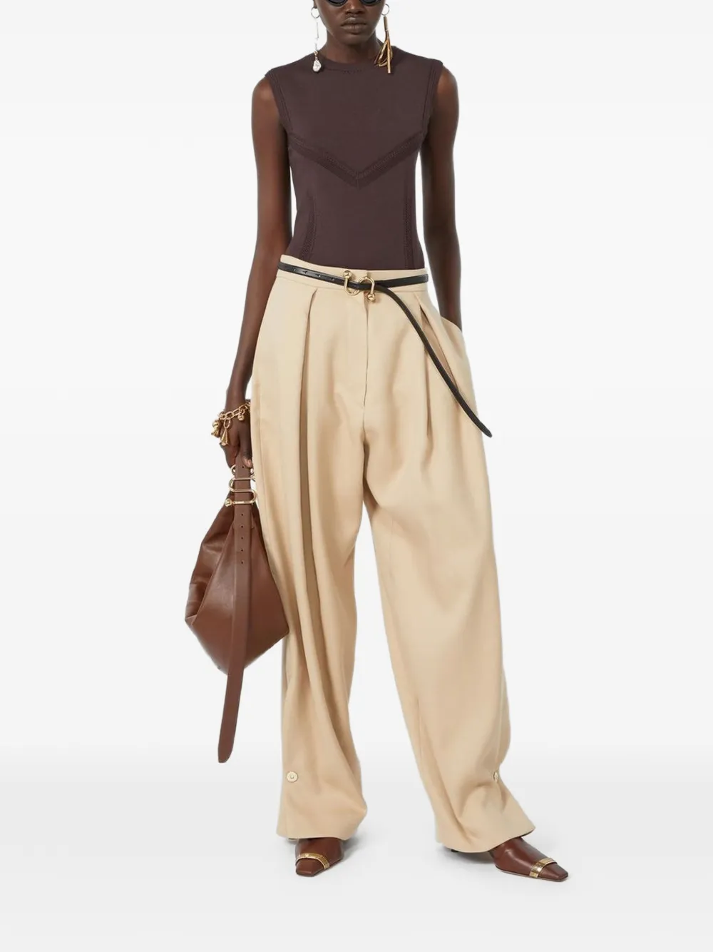 Sportmax Baggy gabardine broek Beige