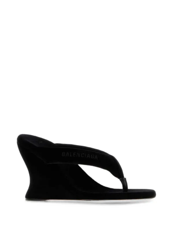 Balenciaga Velvet Wedge Sandals | Black | FARFETCH