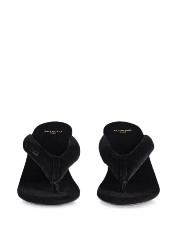 Balenciaga Velvet Wedge Sandals | Black | FARFETCH