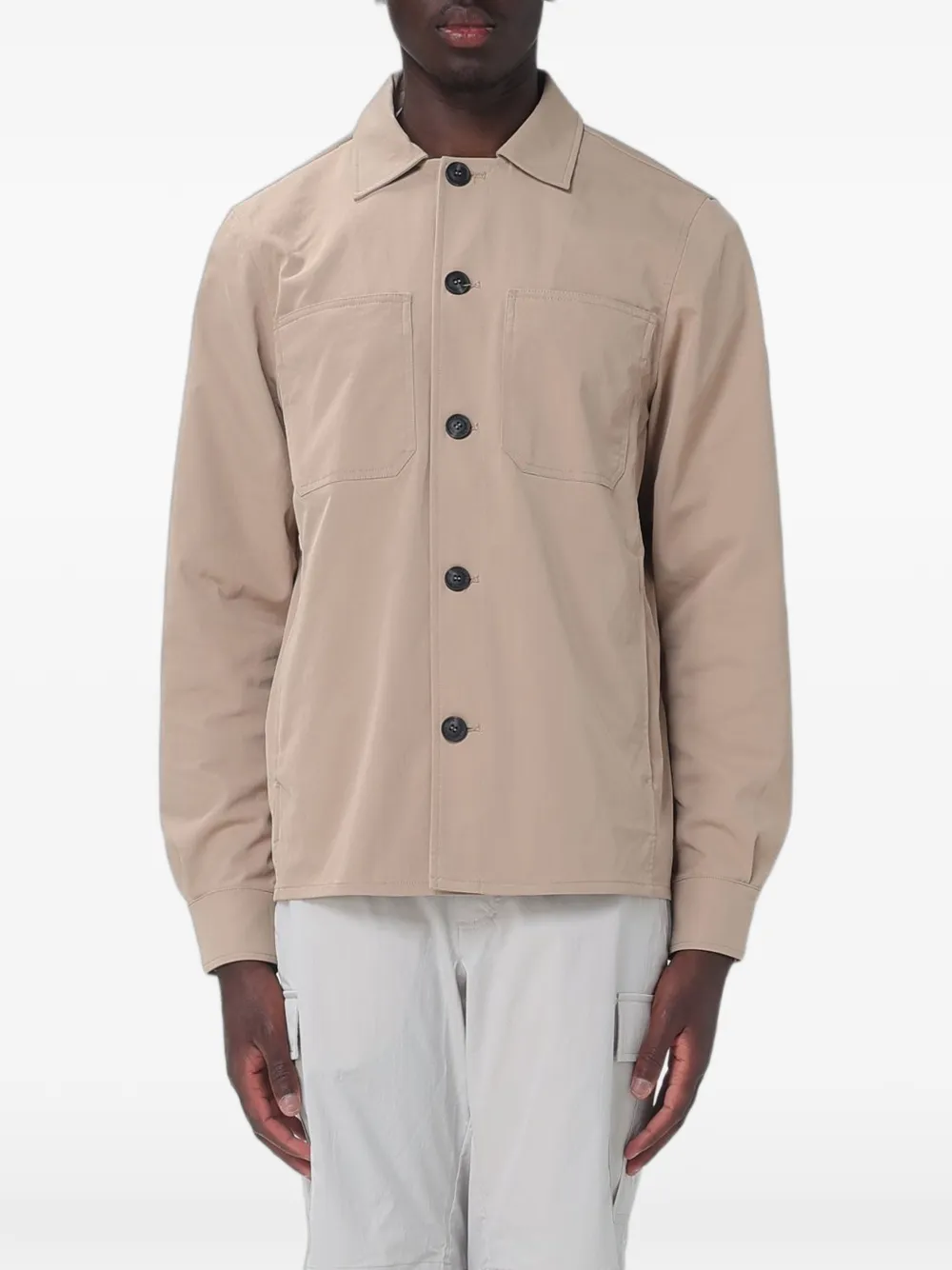 Save The Duck Kids Basil logo-patch button-up jacket | Neutrals | Image 1