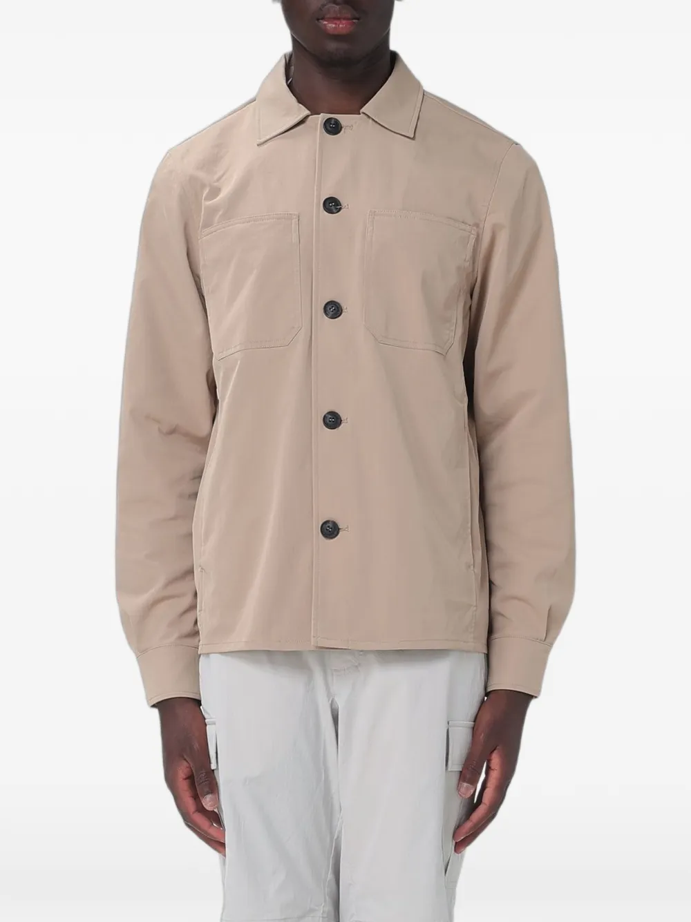 Save The Duck Kids Basil logo-patch button-up jacket | Neutrals | Image 1