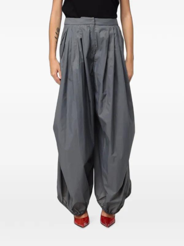 Emporio Armani Lightweight Nylon Wide-leg Trousers in Grey