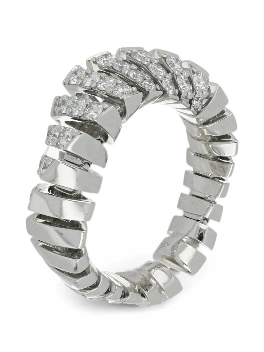 FerriFirenze Crescendo Mini-Me diamond ribbed ring - Silber