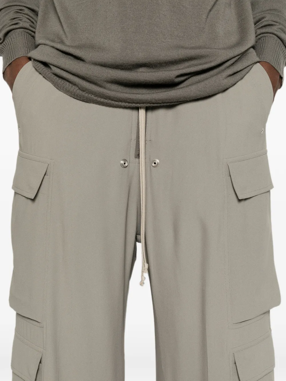 Rick Owens Cargobelas cargo broek met trekkoord en wijde pijpen Grijs
