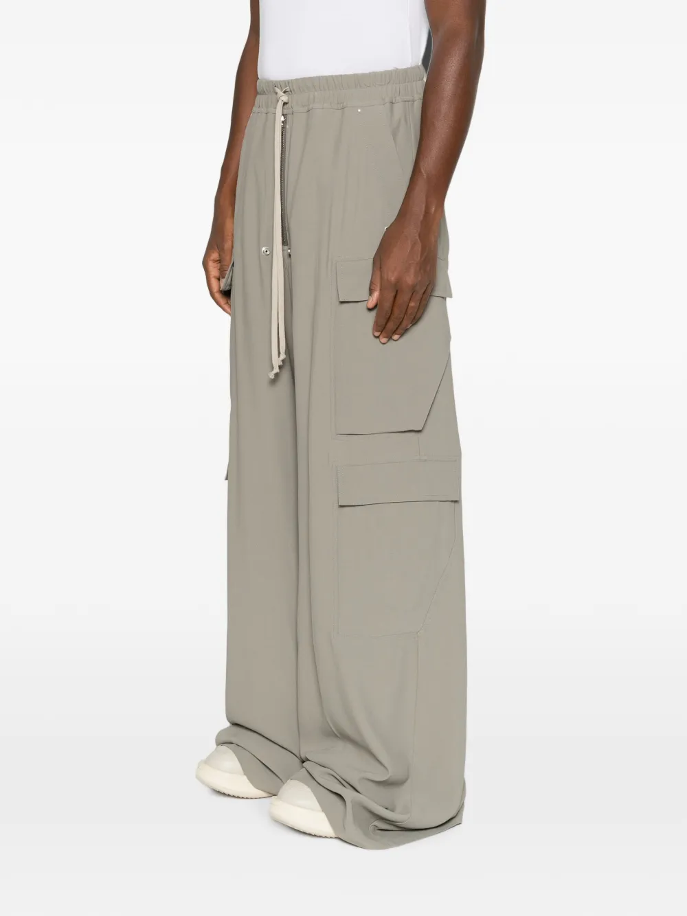 Rick Owens Cargobelas cargo broek met trekkoord en wijde pijpen Grijs