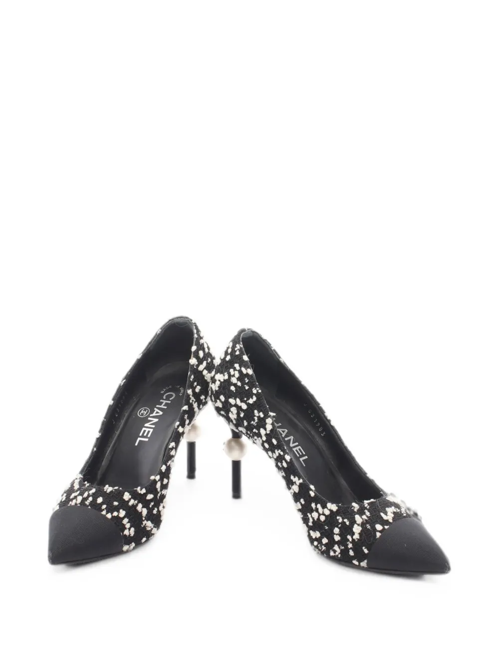 CHANEL Pre-Owned 1986-1988 faux-pearl tweed pumps - Nero