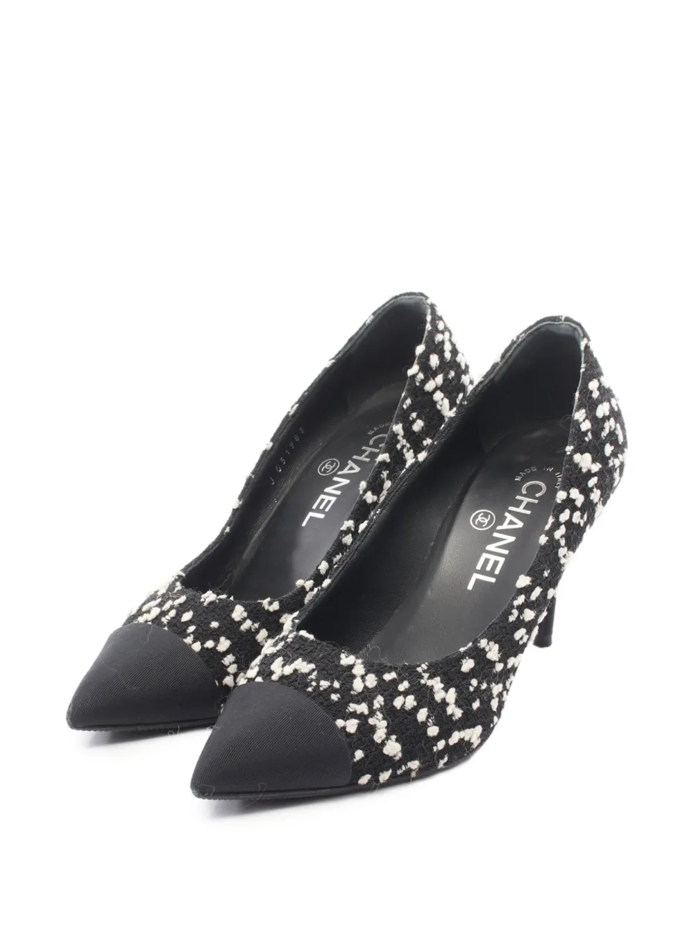 CHANEL Pre-Owned 1986-1988 faux-pearl tweed pumps - Schwarz
