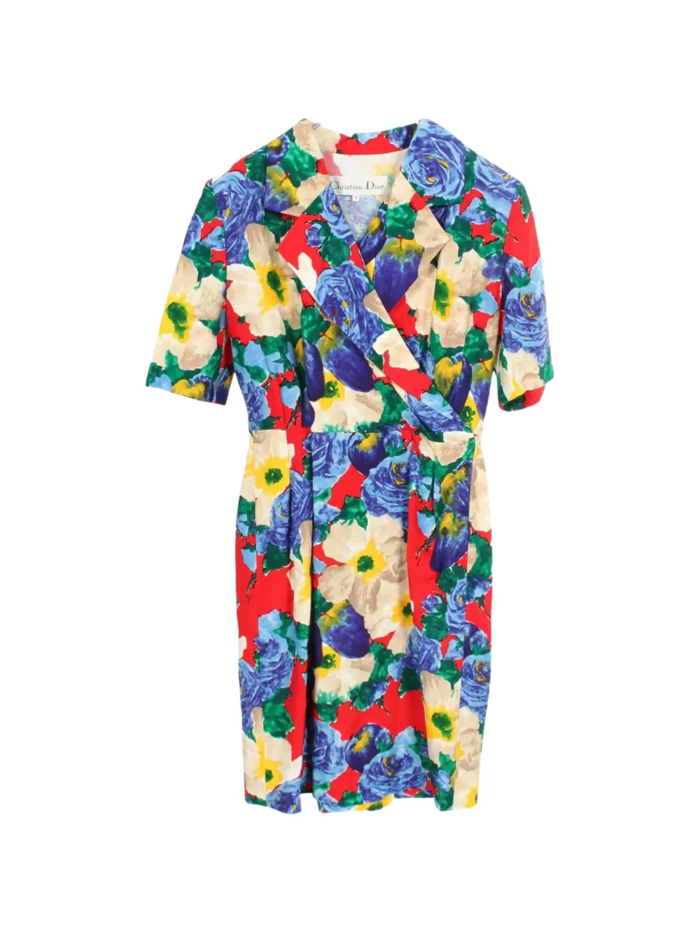 Christian Dior Pre-Owned 2010s floral-print wrap midi dress - Rot