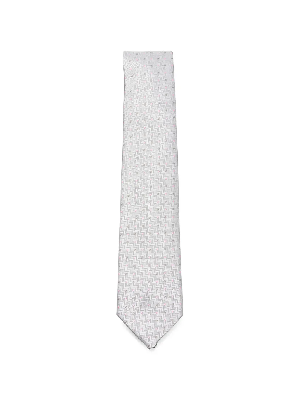 SAPIO polka-dot herringbone-pattern tie - Grigio