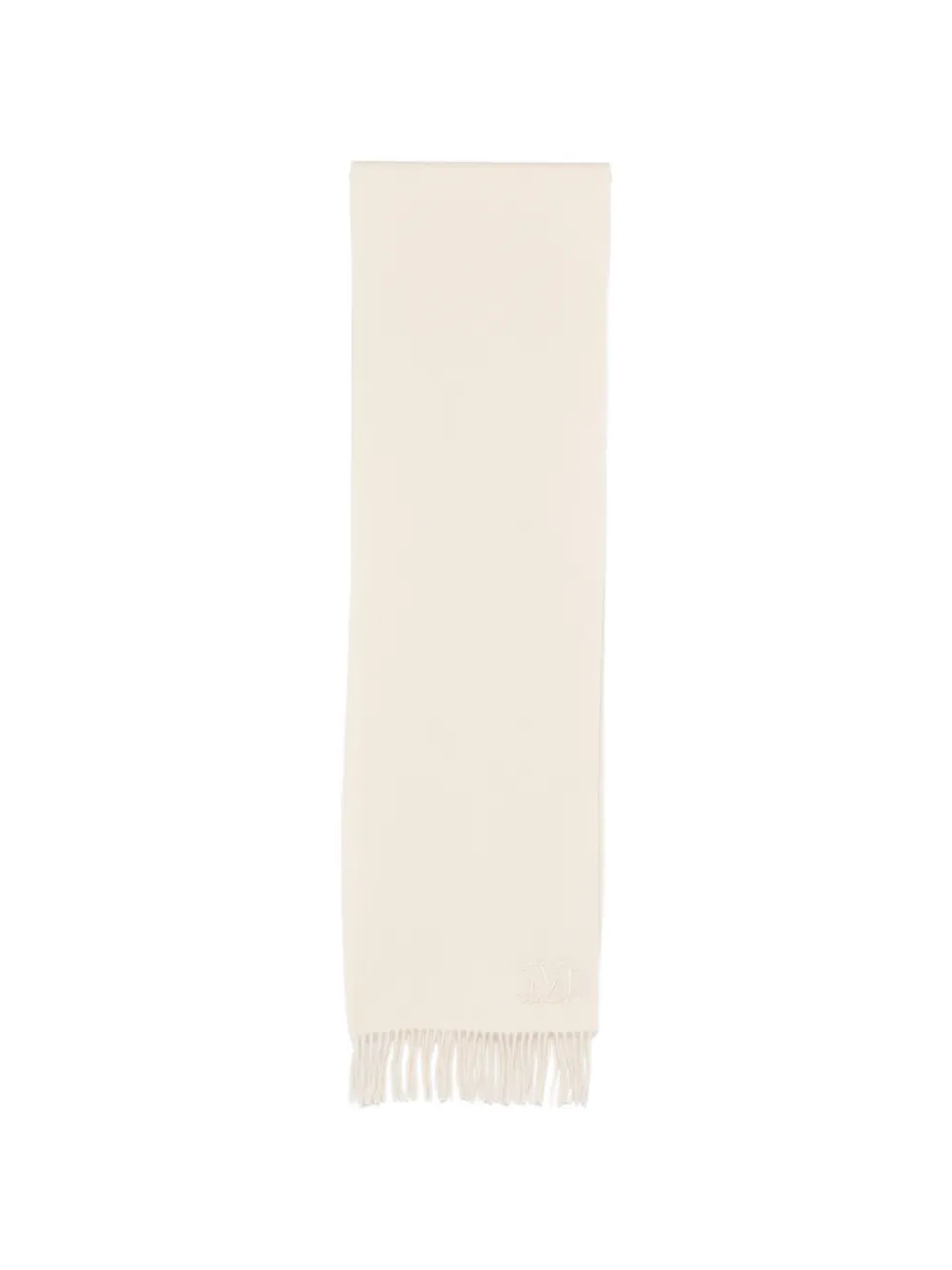 Max Mara embroidered-logo fringed scarf - Nude