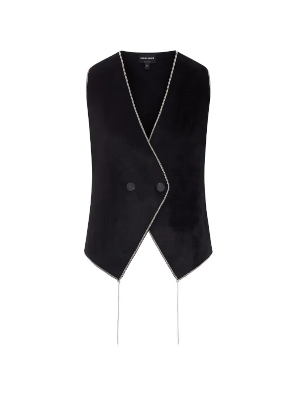 Giorgio Armani Chain-trim Double-breasted Waistcoat in Black
