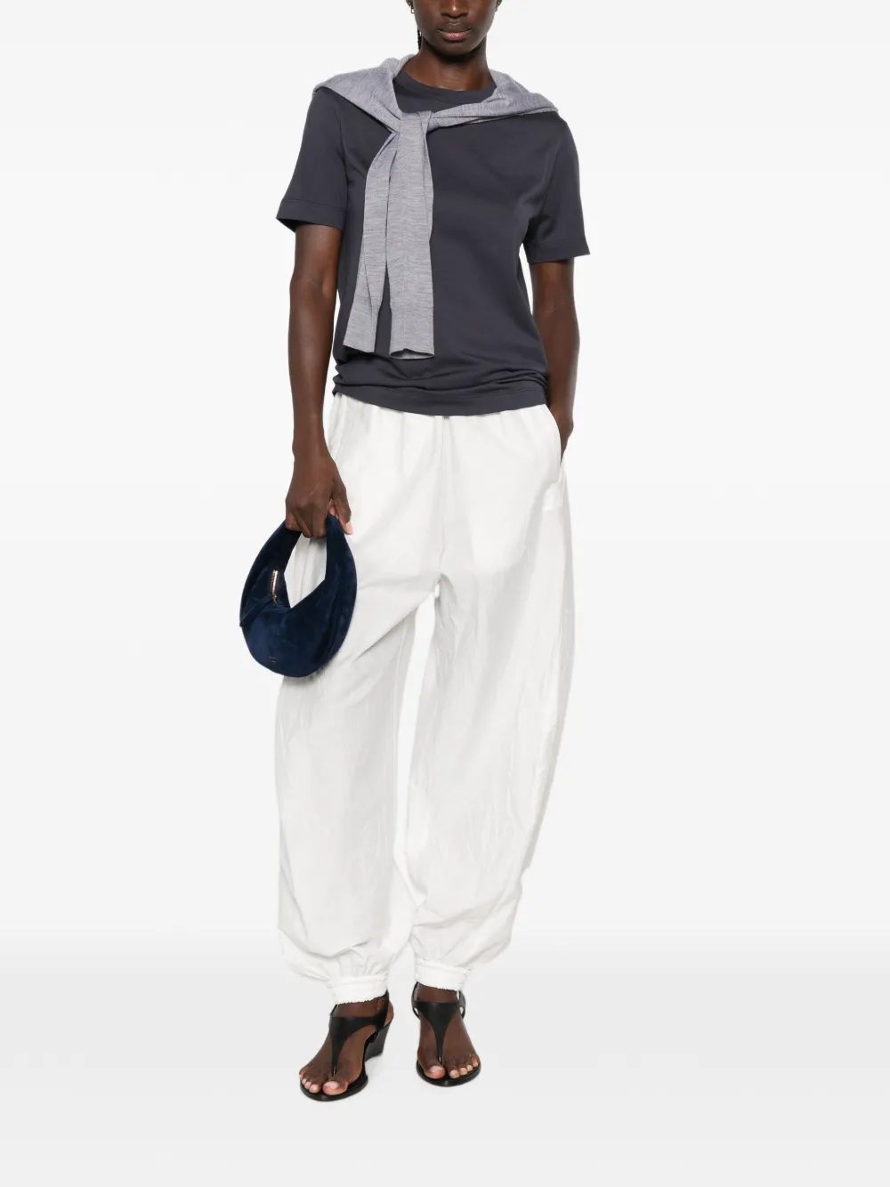 Brunello Cucinelli T-shirt met kralen afwerking Grijs