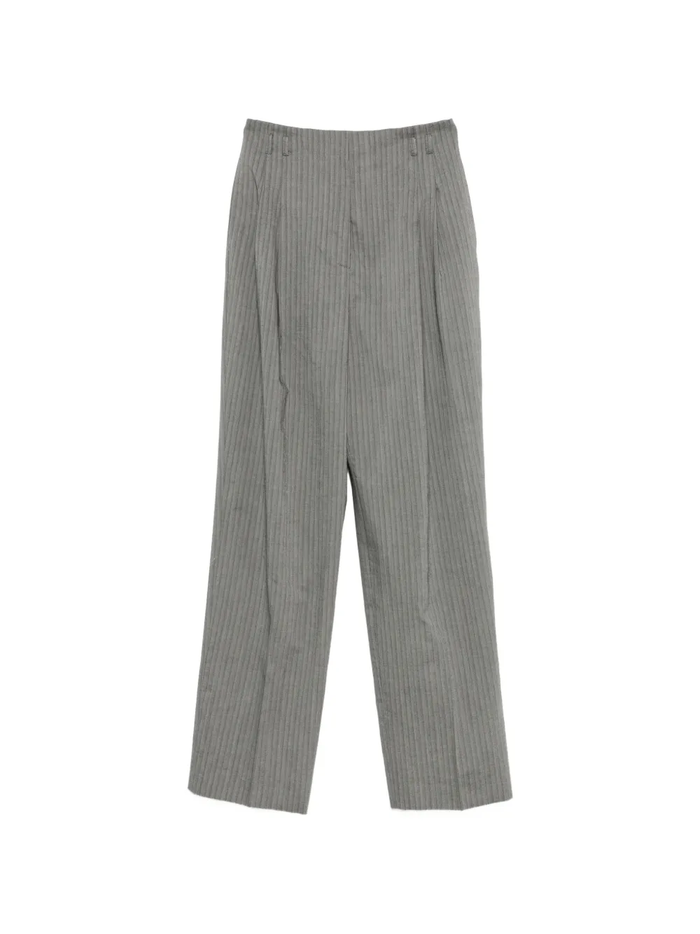 Alberta Ferretti Broek met visgraatpatroon en riemlussen Grijs