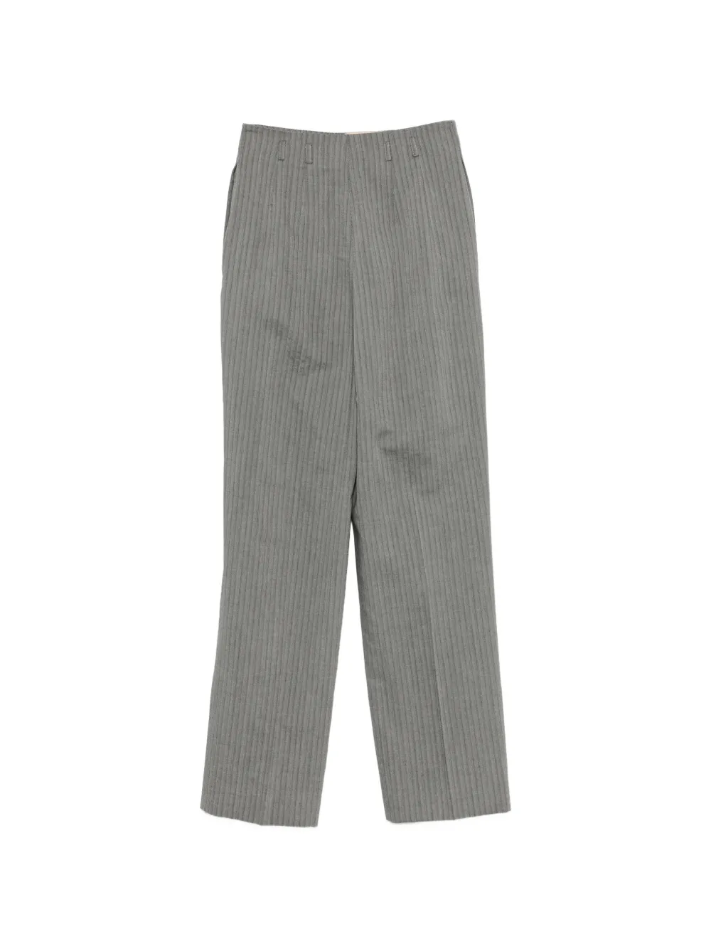Alberta Ferretti Broek met visgraatpatroon en riemlussen Grijs