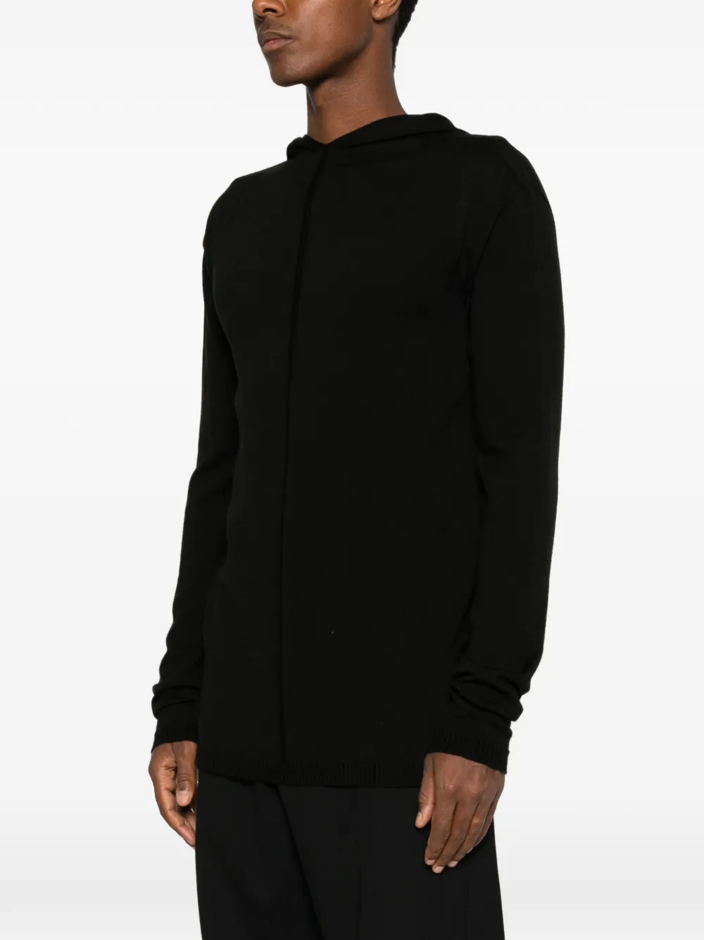 Rick Owens Trui met capuchon en naad Zwart