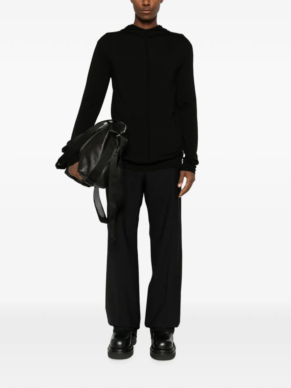 Rick Owens Trui met capuchon en naad Zwart