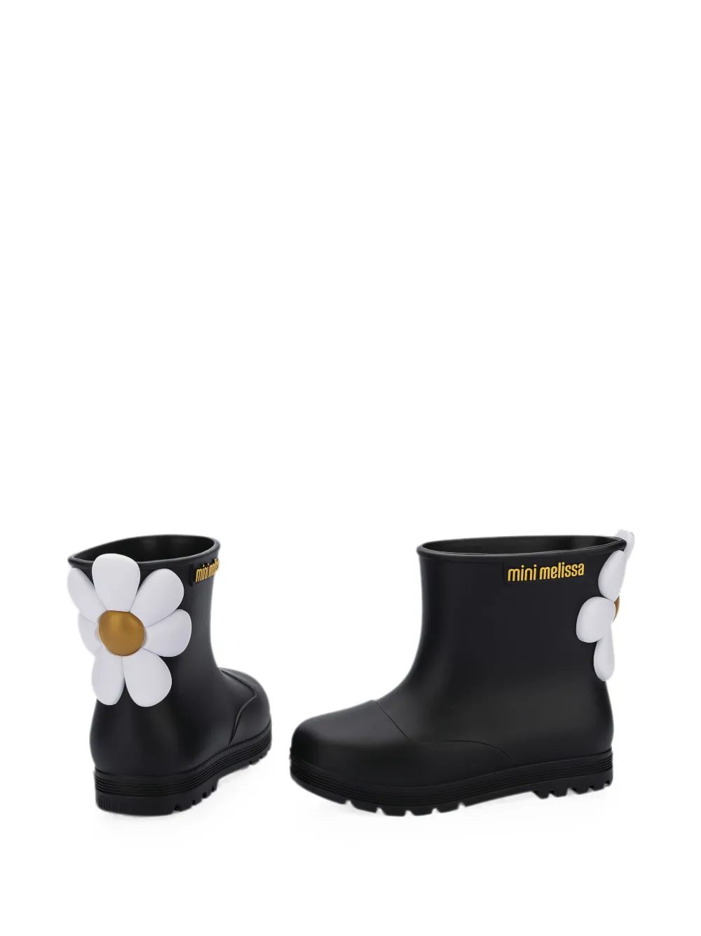 Mini Melissa Welly Bloomy floral-appliqué ankle boots Zwart