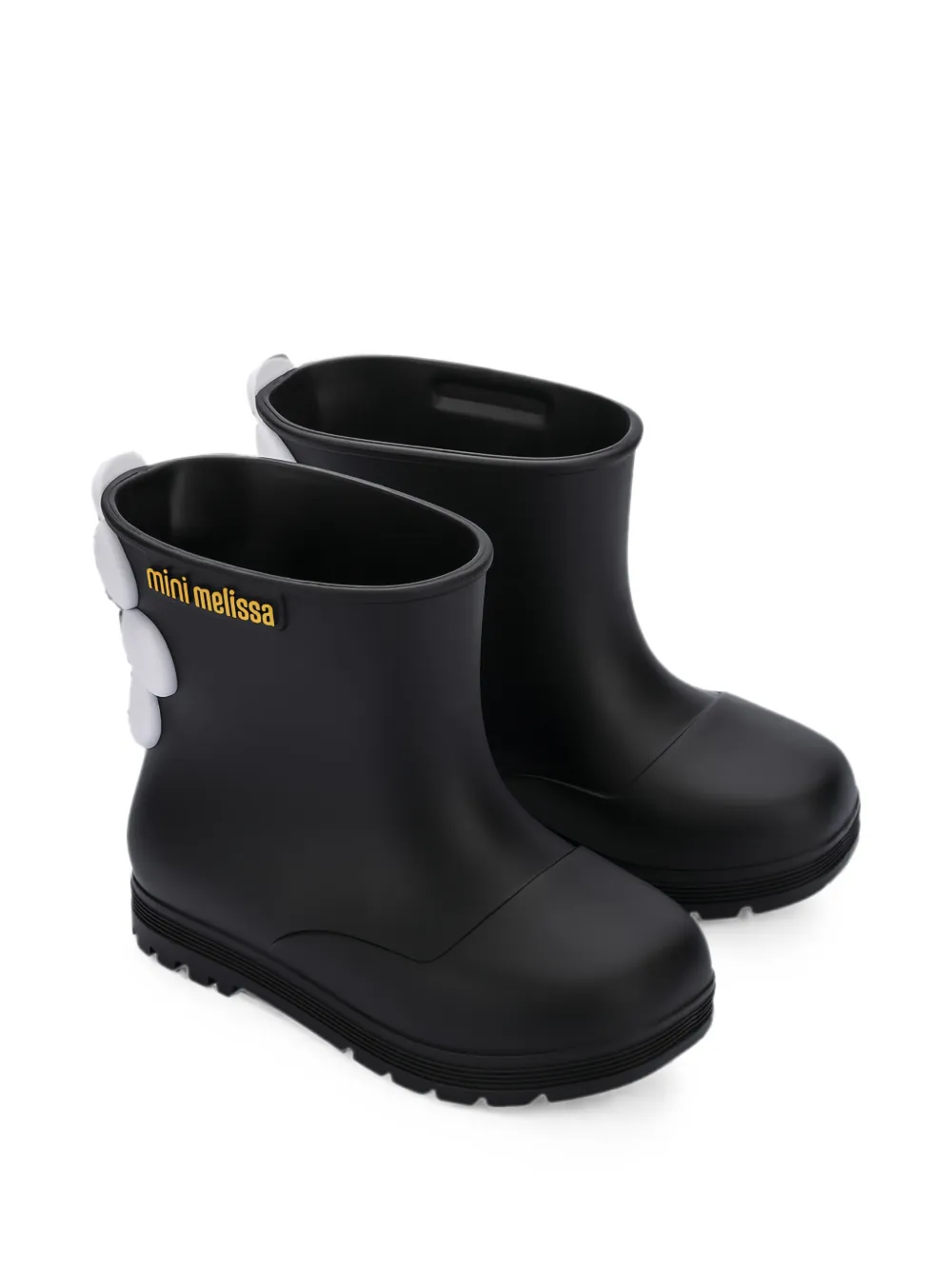 Mini Melissa Welly Bloomy floral-appliqué ankle boots Zwart