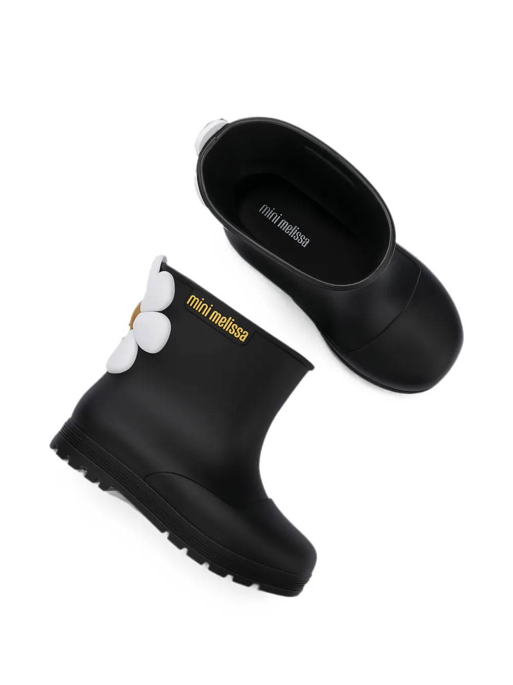 Mini Melissa Welly Bloomy floral-appliqué ankle boots Zwart