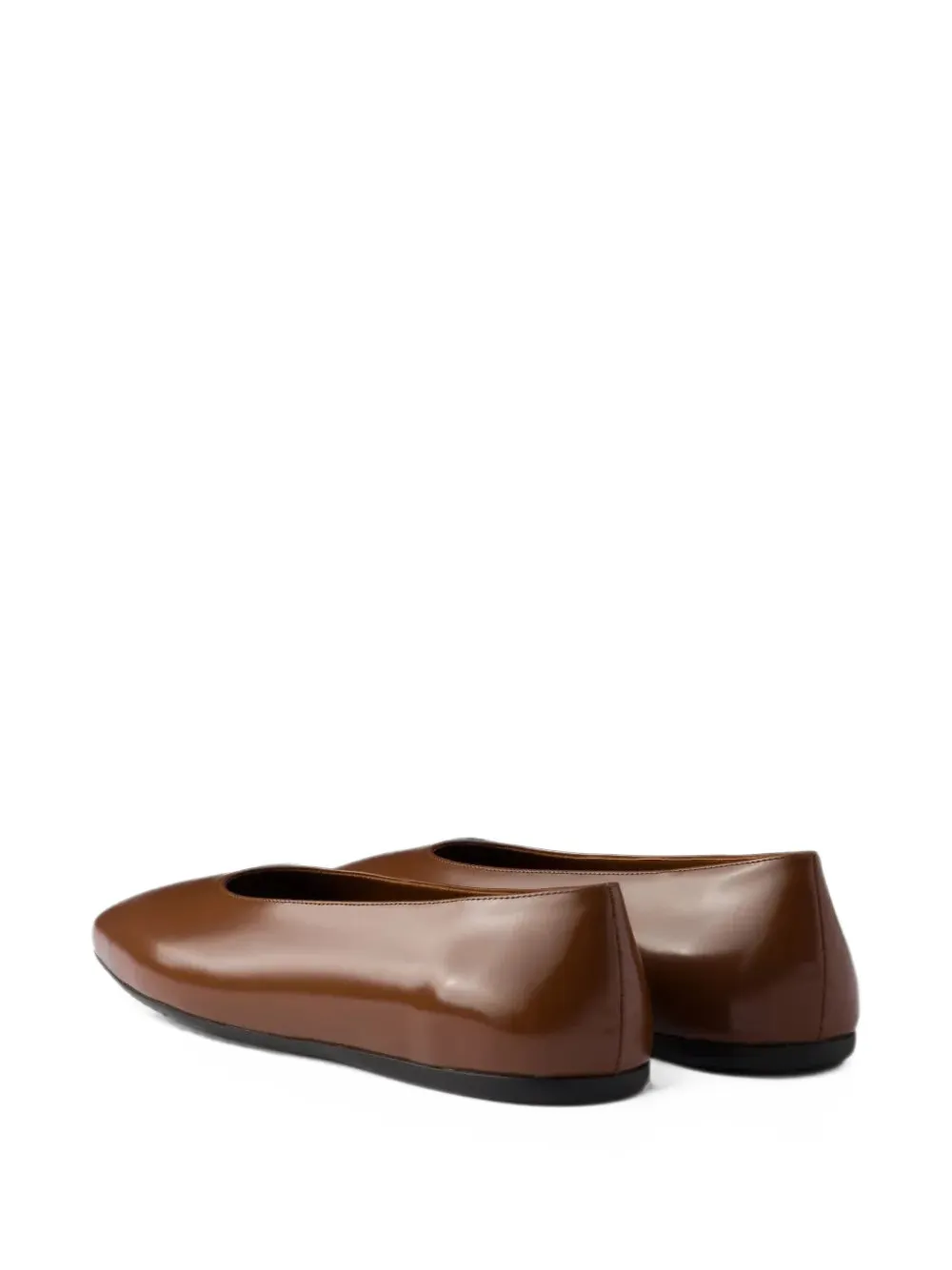 Prada Geborstelde leren ballerina's Bruin