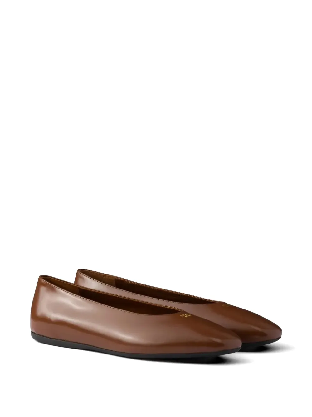 Prada Geborstelde leren ballerina's Bruin