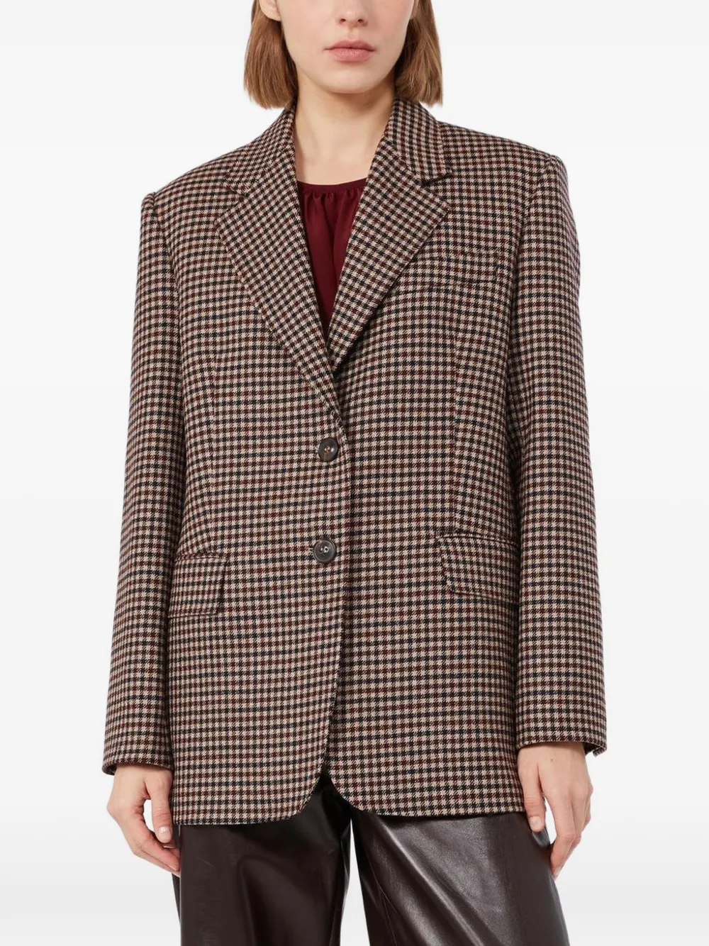 Max Mara Mstsalice check-pattern virgin-wool blazer - Braun