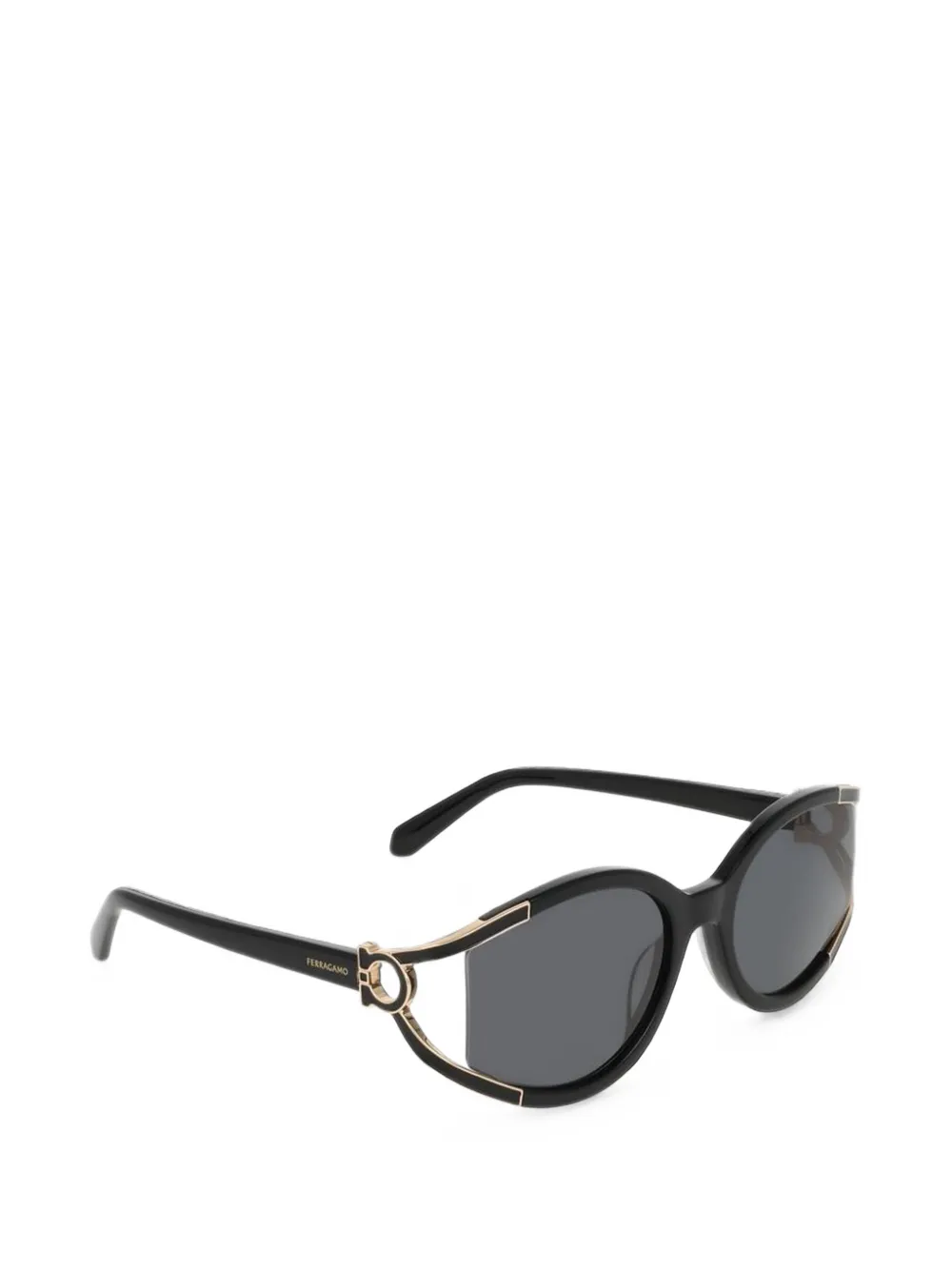 Ferragamo Eyewear Zonnebril met ovaal montuur Zwart