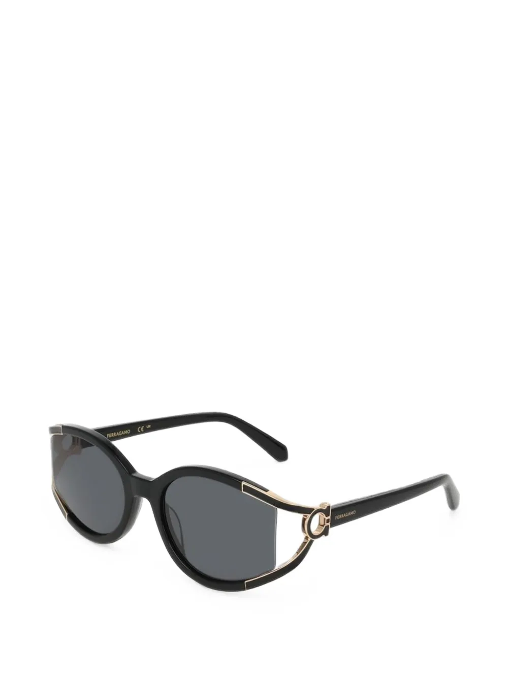 Ferragamo Eyewear Zonnebril met ovaal montuur Zwart