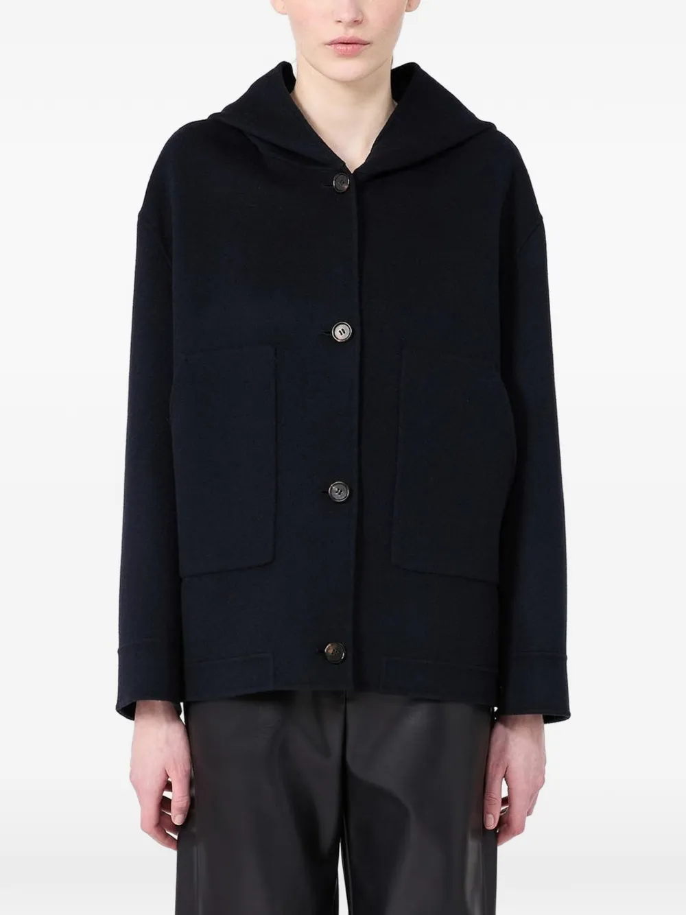'S Max Mara hooded virgin-wool coat - Blu