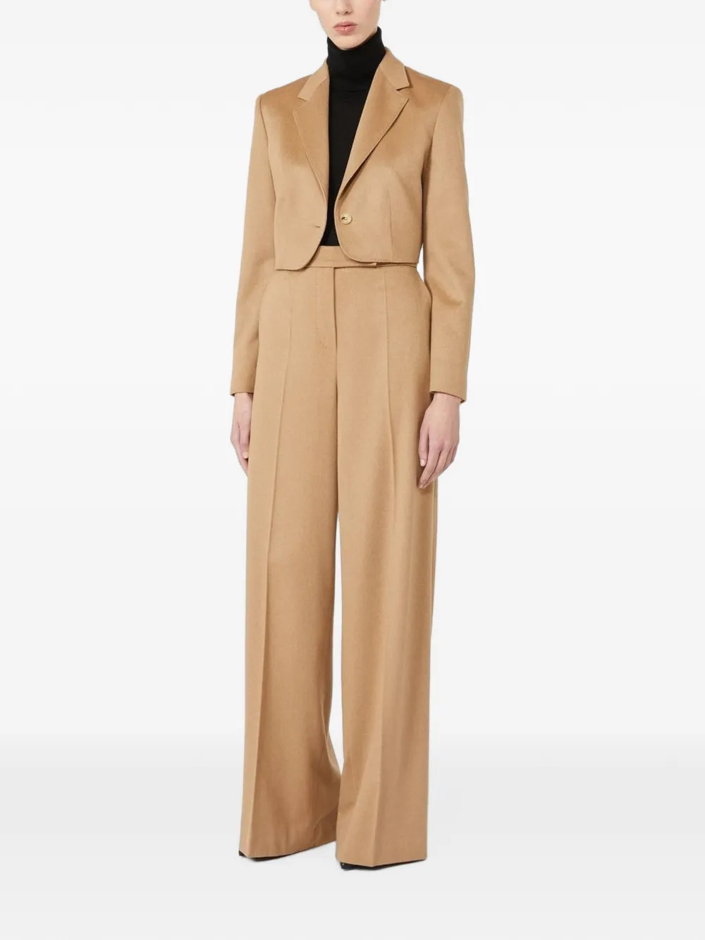 Max Mara Filato broek met wijde pijpen Beige