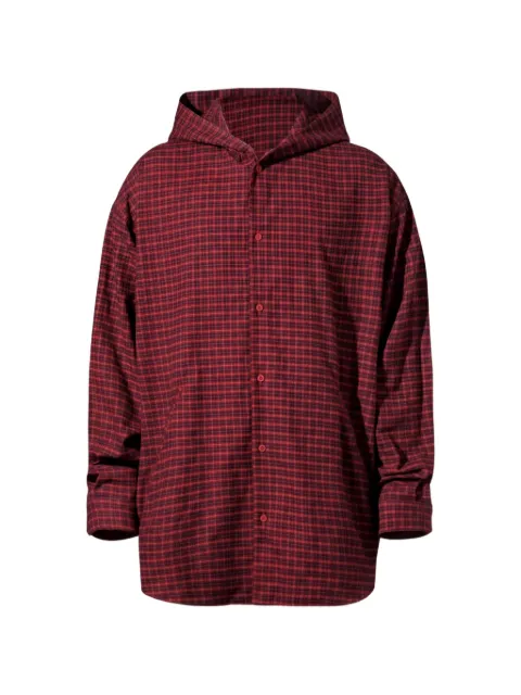 Balenciaga check-pattern oversized hooded shirt 