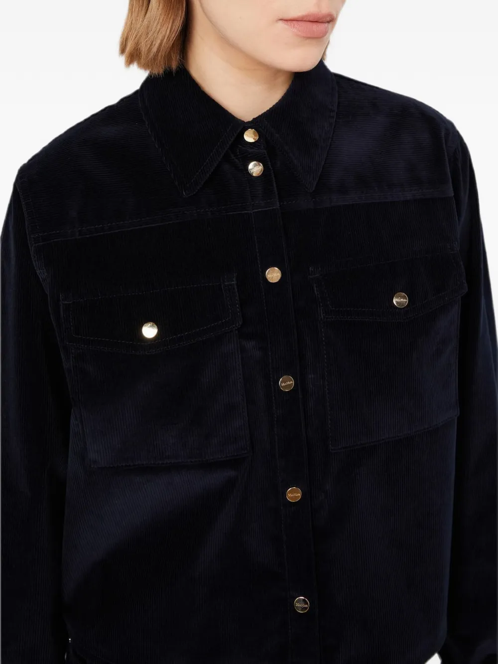 Max Mara Ribfluwelen jack met borstzakken Blauw