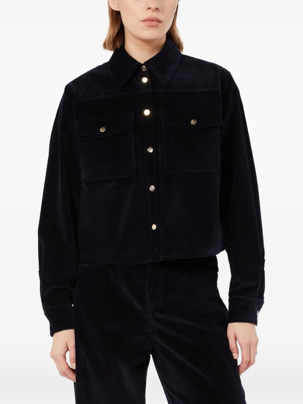 Max Mara corduroy chest-pockets jacket - Blu