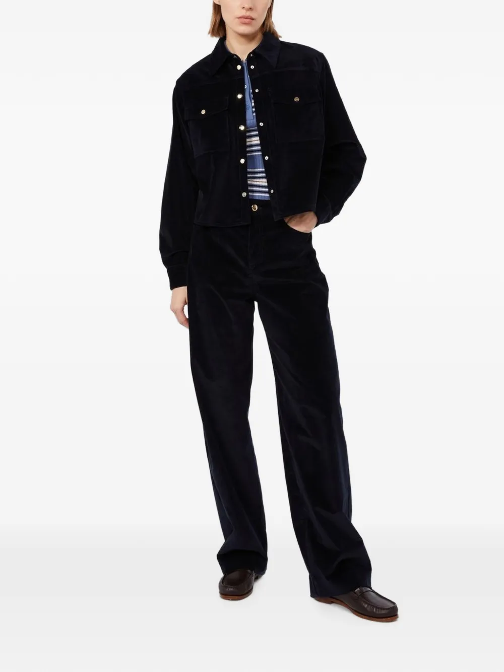 Max Mara Ribfluwelen jack met borstzakken Blauw
