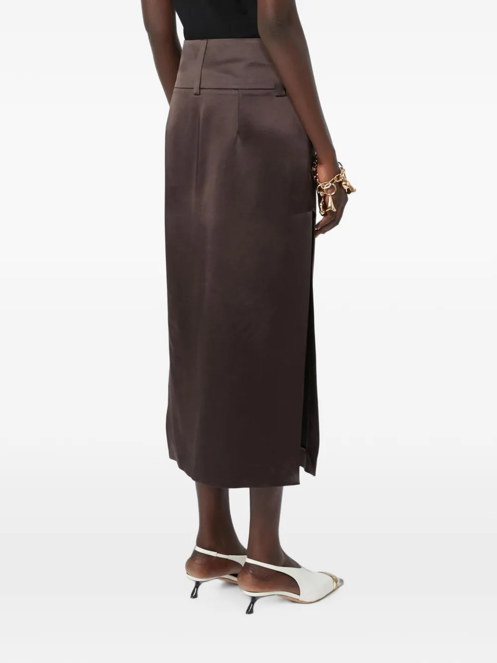 Max Mara Oblare midi-rok met omslagtaille en zijsplit Bruin