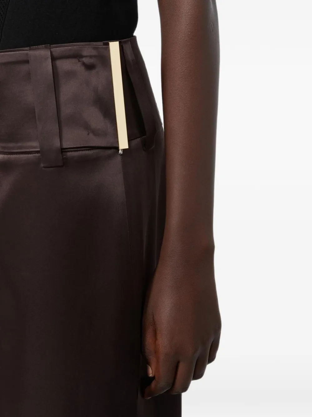 Max Mara Oblare midi-rok met omslagtaille en zijsplit Bruin
